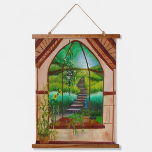 Erkerfenster Wandteppich Mit Holzrahmen (Vorderseite)