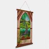 Erkerfenster Wandteppich Mit Holzrahmen (Gewinkelt)