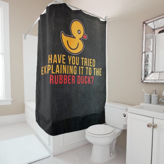 Erklären Sie es Rubber Duck - Niedlich Duck Blanke Duschvorhang (Beispiel)
