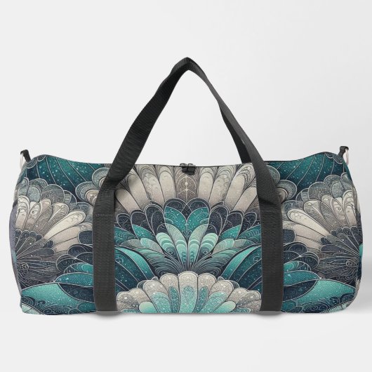 Erklärung Art Nouveau Blue Silver Fans Duffle Bag (Rückseite)