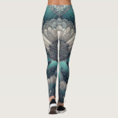 Erklärung Art Nouveau Blue Silver Fans Leggings (Rückseite)