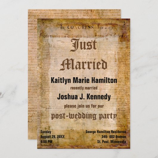 Erklärung der USA Unabhängigkeit Phantastisches Pa Einladung (Vorne/Hinten)