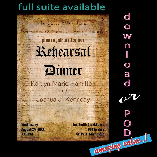 Erklärung der USA Unabhängigkeit Phantastisches Pa Einladung