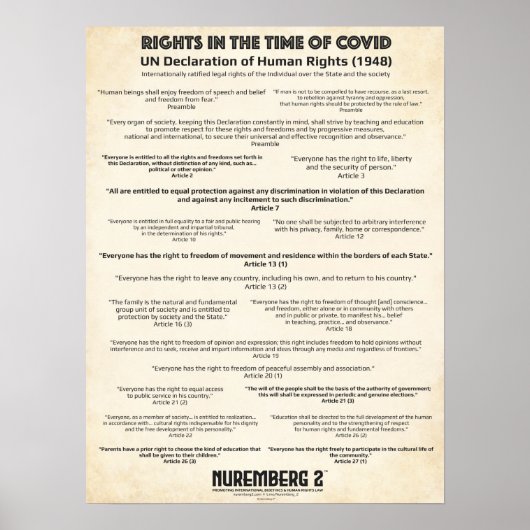 Erklärung der Vereinten Nationen zu den Menschenre Poster (Vorne)