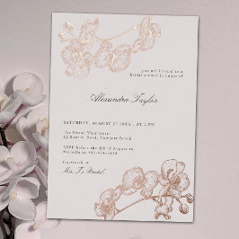 Erklärung Orchid Elegante Gold Floral Brautparty Folieneinladung