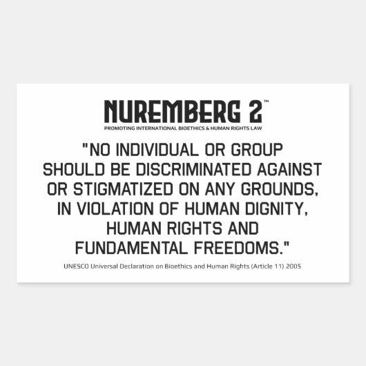 Erklärung über Bioethik und Menschenrechte 2005 A. Rechteckiger Aufkleber (Vorderseite)