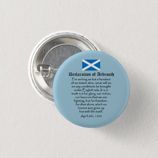 Erklärung von Arbroath Scottish-Unabhängigkeit Button (Vorne & Hinten)