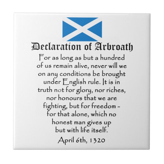 Erklärung von Arbroath Scottish-Unabhängigkeit Fliese (Vorderseite)