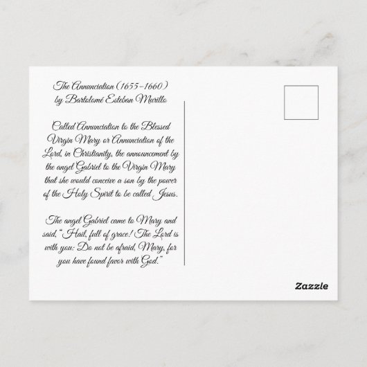 Erklärung von Bartolomé Esteban Murillo Postkarte (Rückseite)