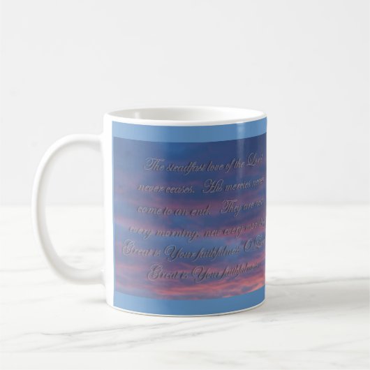 Erklärungen 3:22 Die standhafte Liebe des Herrn Kaffeetasse (Links)