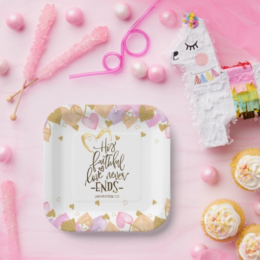 Erklärungen 3:22 Die von Seiner treuen Liebe Valen Pappteller (Party)