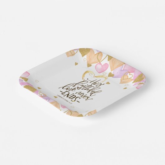 Erklärungen 3:22 Die von Seiner treuen Liebe Valen Pappteller (Gewinkelt)