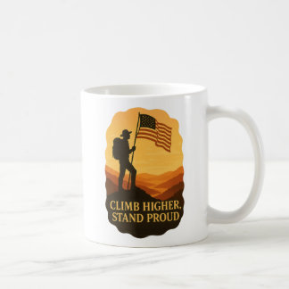 Erklimme Höheres Stehe Stolz Patriotische Wanderku Kaffeetasse