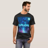 ERKUNDE - Cyberpunk Android Sci-Fi Stadt Neon Tech T-Shirt (Vorne ganz)