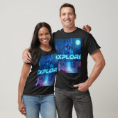 ERKUNDE - Cyberpunk Android Sci-Fi Stadt Neon Tech T-Shirt (Unisex)
