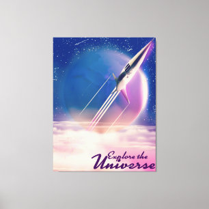 Erkunde das Universum Vintage-Weltraumplakat Leinwanddruck