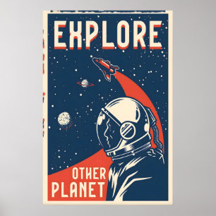 Erkunde den anderen Planeten Weltraum-Reise-Poster Poster