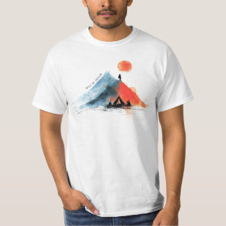 Erkunde die Gipfel – Abstrakter Berg & Lagerfeuer T-Shirt