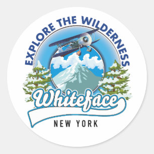 Erkunde die Wildnis, Whiteface New York Runder Aufkleber