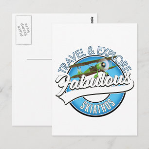 Erkunden Sie das fabelhafte Skiathos Logo Postkarte