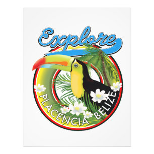 Erkunden Sie das Placencia Belize Reise Logo Fotodruck