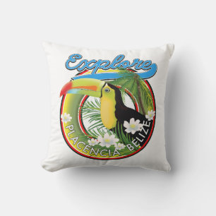 Erkunden Sie das Placencia Belize Reise Logo Kissen