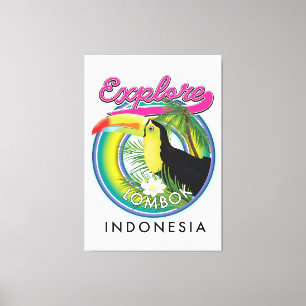 Erkunden Sie Lombok Indonesia Reiselogo Leinwanddruck