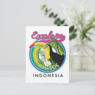 Erkunden Sie Lombok Indonesia Reiselogo Postkarte