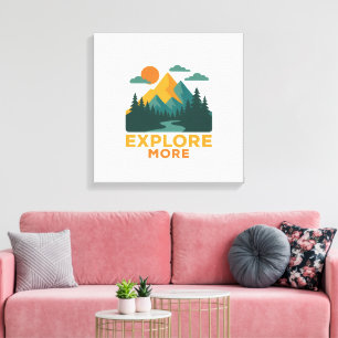 Erkunden Sie mehr - Retro Mountain & Forest Advent Leinwanddruck