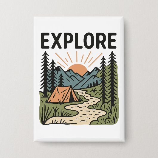 Erkunden Sie Outdoor-Abenteuer-Camping-Wandern Button (Vorderseite)