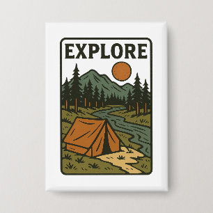 Erkunden Sie Vintage Outdoor Camping Button