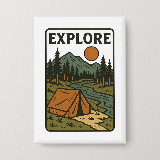 Erkunden Sie Vintage Outdoor Camping Button (Vorderseite)