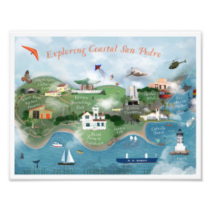 Erkundung der Küste San Pedro Illustration 8.5x11 Fotodruck