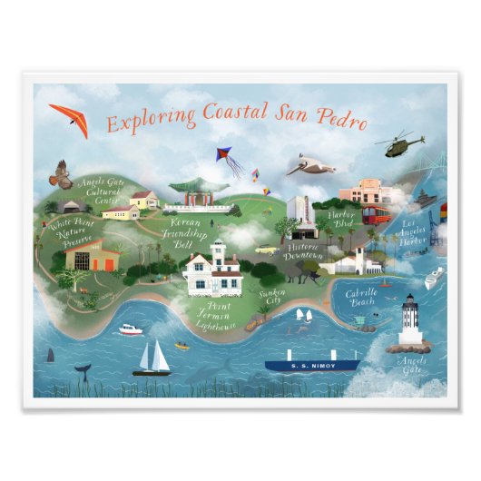 Erkundung der Küste San Pedro Illustration 8.5x11 Fotodruck (Vorne)