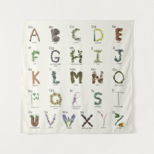 Erkundung der Natur Alphabet Holz ABC Tapestry Wandteppich