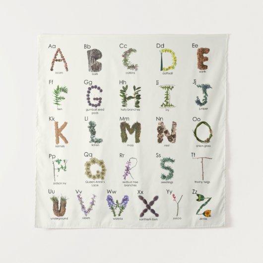 Erkundung der Natur Alphabet | Holz ABC Tapestry Wandteppich (Vorderseite)