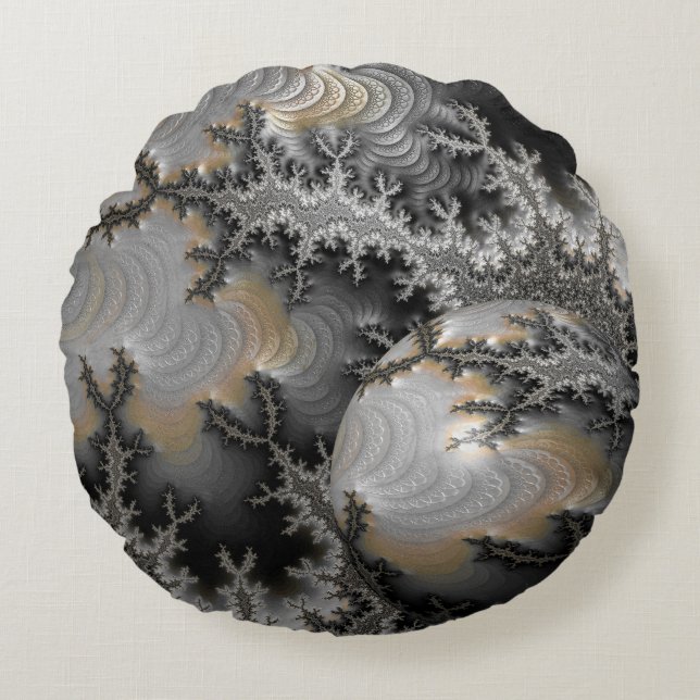 Erkundung des Mandelbrot-Reiches Rundes Kissen (Vorderseite)