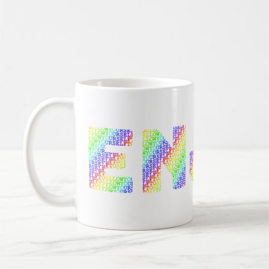 Erlaube dir selbst, Regenbogenfarben zu GENIESSEN Kaffeetasse (Links)