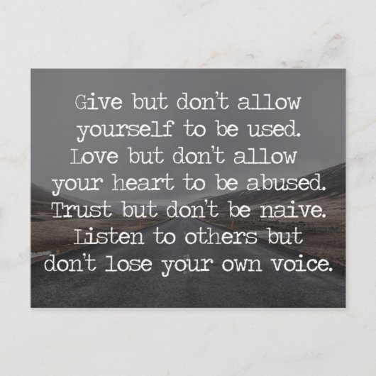 Erlauben Sie nicht, dass Sie selbst Kostenvoransch Postkarte (Vorderseite)