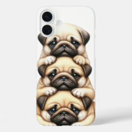 ERLÄUTERTE HUNDE MIT MOPS iPhone 16 PLUS HÜLLE
