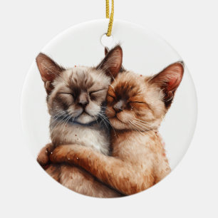 ERLÄUTERTE KATZEN VON SIAMESEN KERAMIK ORNAMENT