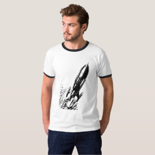 Erlebe ein Abenteuer mit der Retro-Comic-Rakete T-Shirt