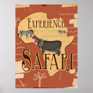 Erleben Sie Afrikanischer Safari Vintage Reiseplak Poster