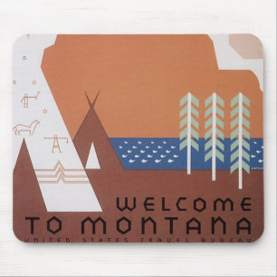 Erleben Sie Amerika Willkommen in Montana, Vintage Mousepad