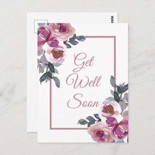 Erleben Sie bald wieder die rosa Aquarellblüte Postkarte (Vorne/Hinten)