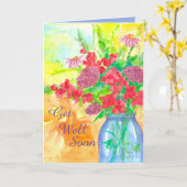 Erleben Sie bald wohltuende Aquarellfarben-Blume Karte (Gelbe Blume)