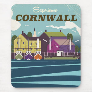 Erleben Sie Cornwall Vintage-Reiseposter Mousepad