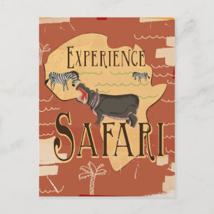 Erleben Sie das afrikanische Safari Vintage Travel Postkarte