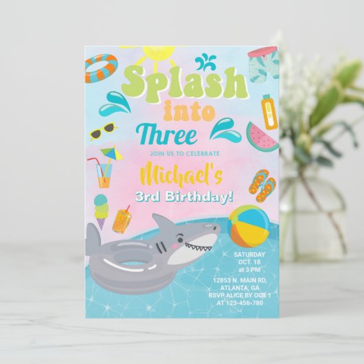 Erleben Sie das Party in einem der drei Pools. Einladung (Stehend Vorderseite)