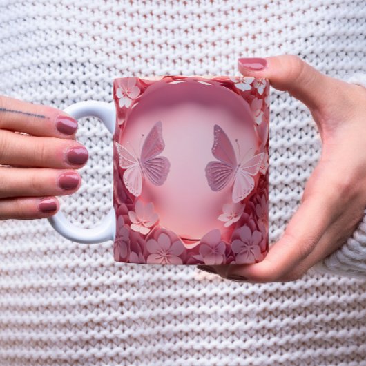 Erleben Sie die Eleganz: 3D-Schmetterling-Tasse Zweifarbige Tasse